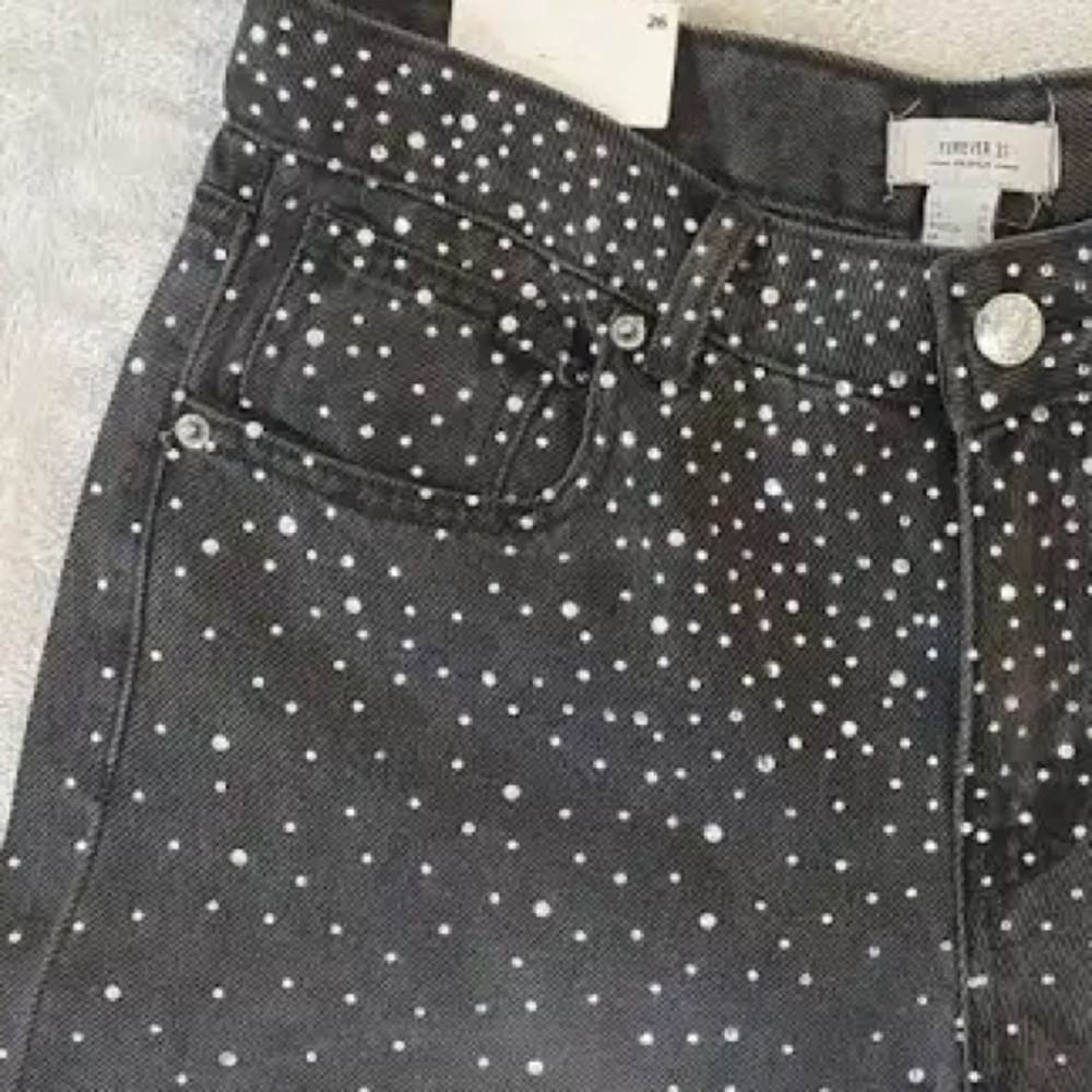 Forever 21 Women's Gray Studded Skinny Jeans